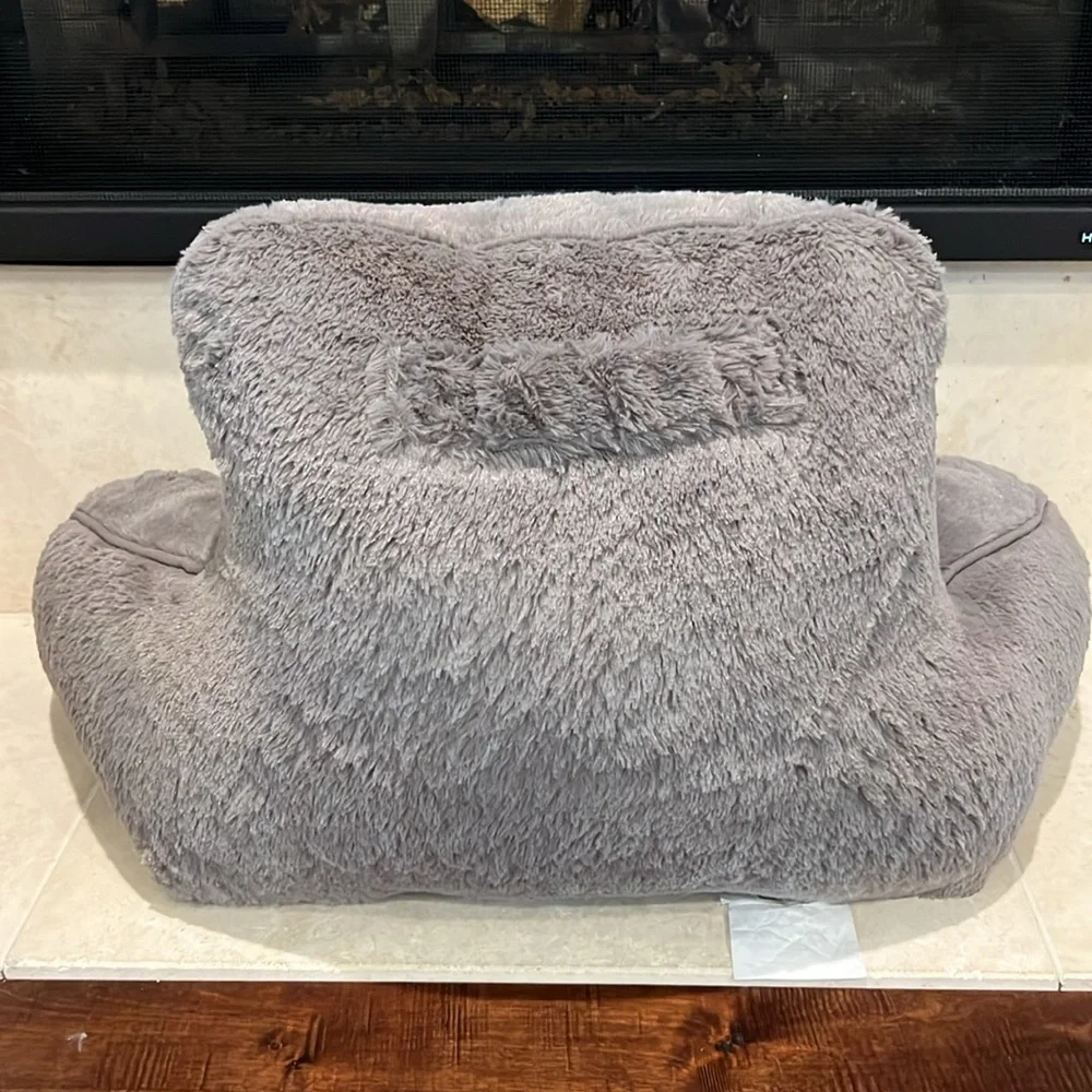 Plush Backrest Reading Pillow Gray